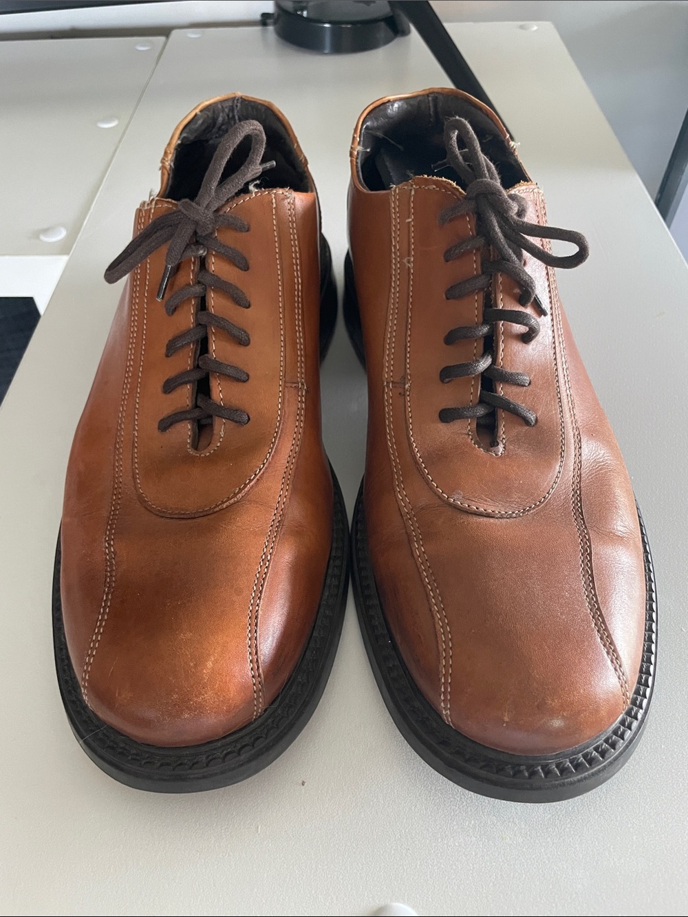 Bass 10.5 Men's Leather Lace-Up Shoes - Brown